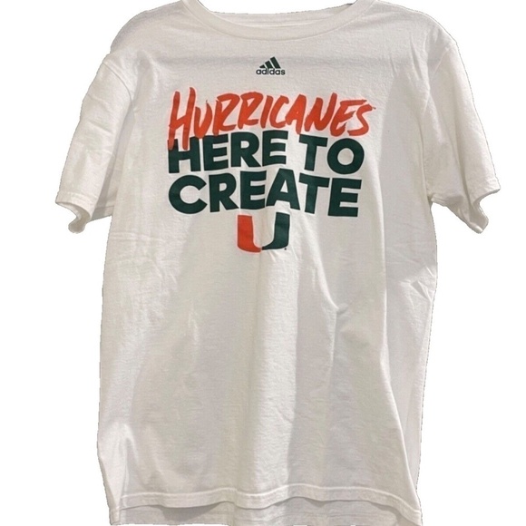 Adidas Miami Hurricane "Here to Create" T-shirt; White; Size M - Picture 1 of 4